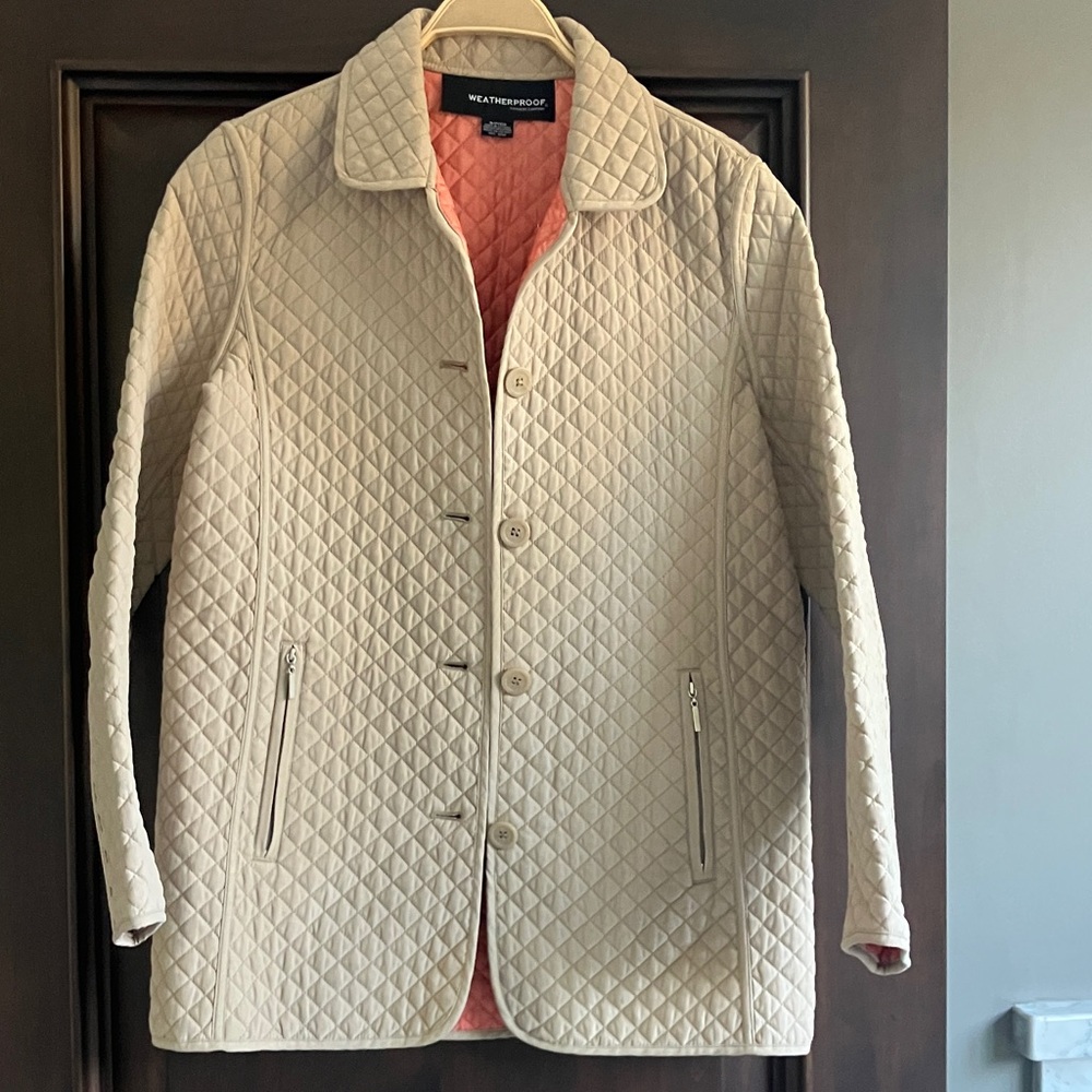 WEATHERPROOF Women's Quilted Sage Green and Coral Interior Coat Size Small